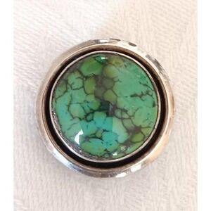 Artie Yellowhorse Navajo Sterling Green Turquoise Pendant Pin Sterling Silver Vt